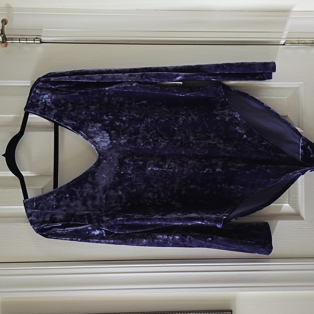 A.N.A BRAND BLUE SAPPHIRE PLUS LONG SLEEVES "VELVETEEN" BODYSUIT TOP SIZE XXL